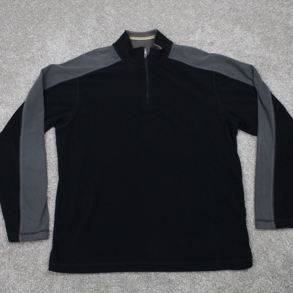 REI Fleece Sweatshirt Mens Small Black/Gray 1/4 Zip L/S‎ Polyester Pullover